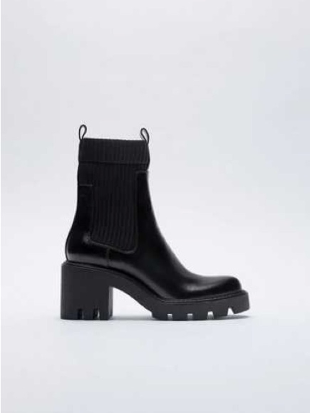 Zara Black Lug Sole Ankle Boots
